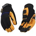 Kincopro Safety Gloves, Men's, M, Wing Thumb, Hook and Loop Cuff, PolyesterSpandex Back, Gold 102HK-M